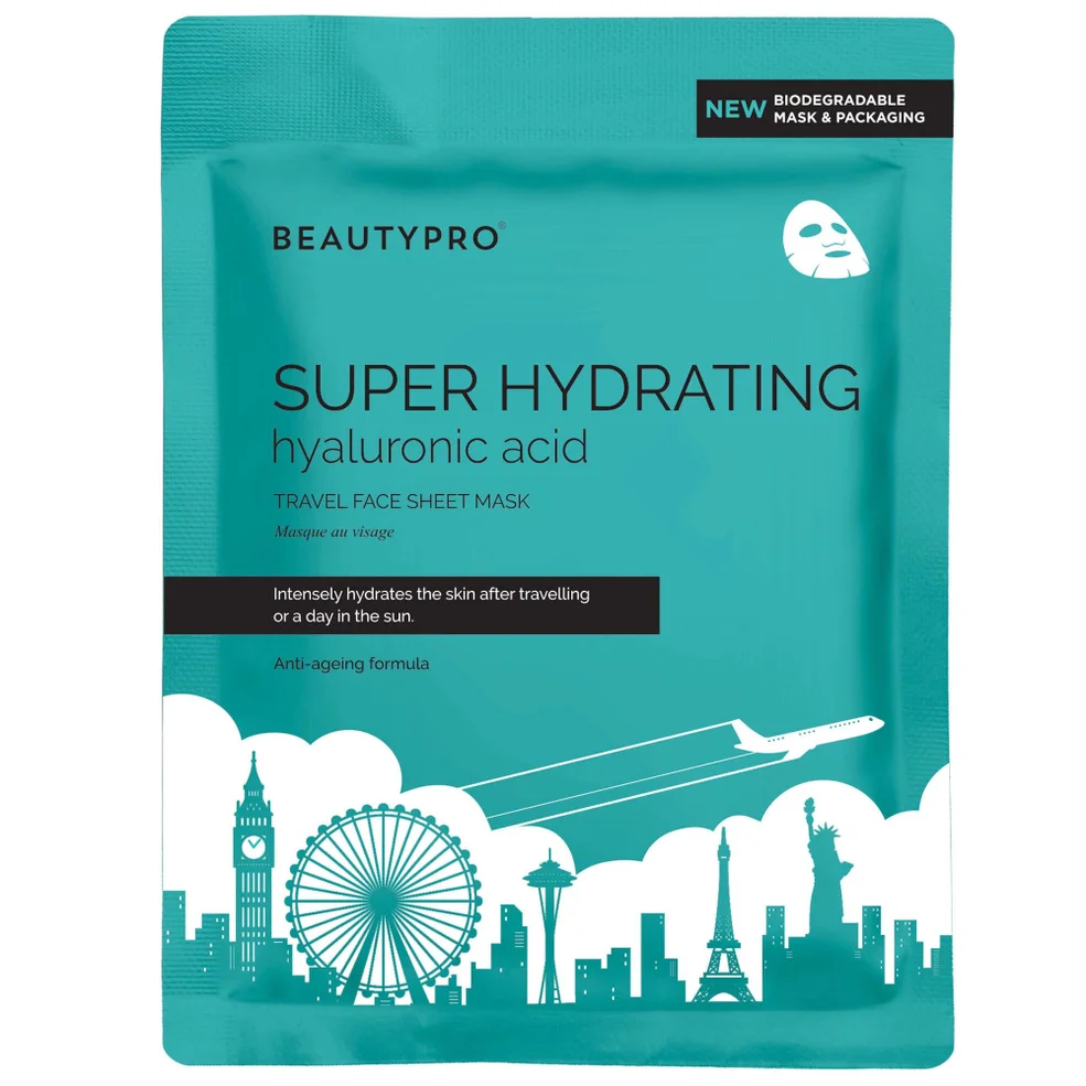 BEAUTYPRO Super Hydrating Hyaluronic Acid Travel Face Sheet Mask Immagine 1