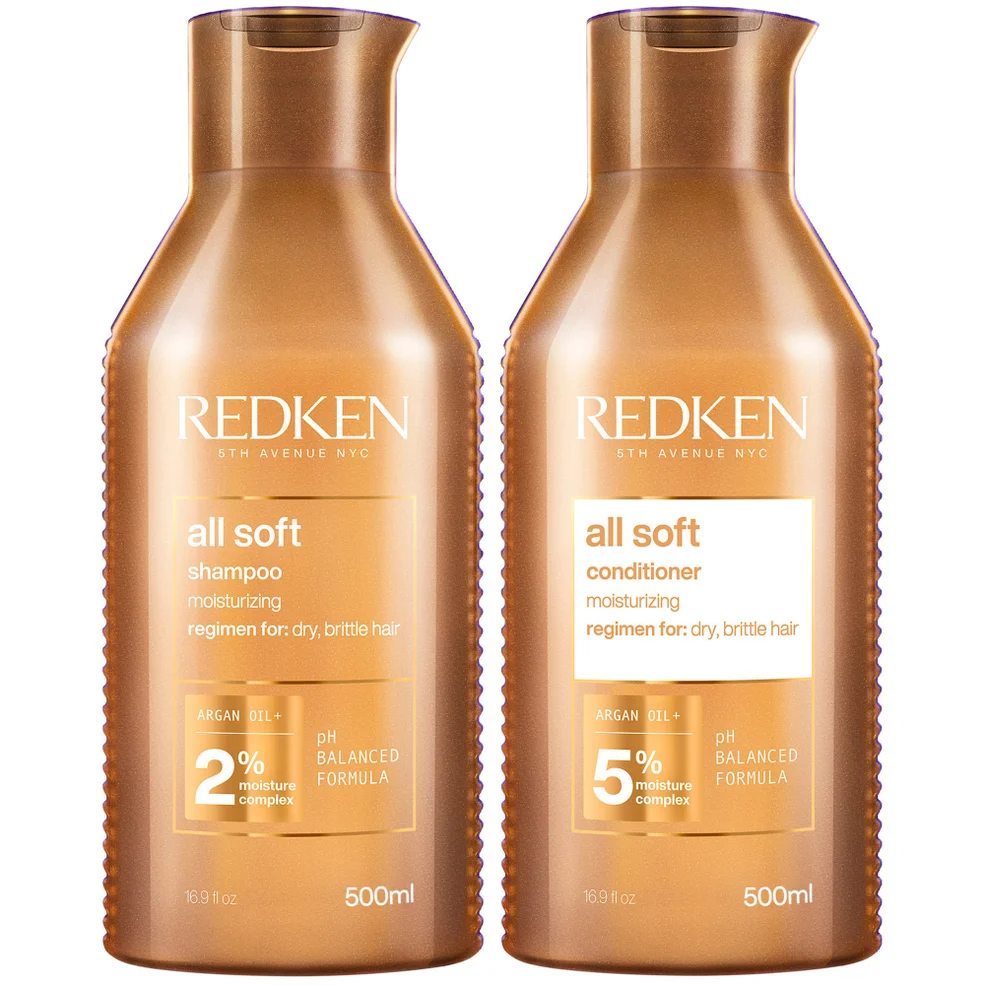 Redken All Soft Shampoo and Conditioner Routine for Dry, Brittle Hair 500ml Immagine 1