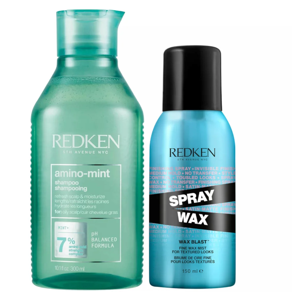 Redken Amino Mint for Oily Scalps and Finishing Hair Spray Wax for Body and Dimension Bundle Immagine 1