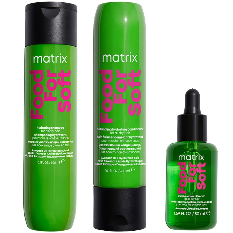 Matrix Food for Soft Hydrating Shampoo, Conditioner and Hair Oil with Avocado Oil and Hyaluronic Acid for Dry Hair Routine Immagine 1