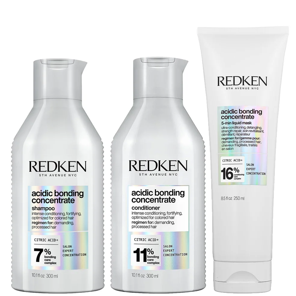 Redken Acidic Bonding Concentrate Shampoo, Conditioner and 5-Minute Liquid Hair Mask Bond Repair Bundle Immagine 1