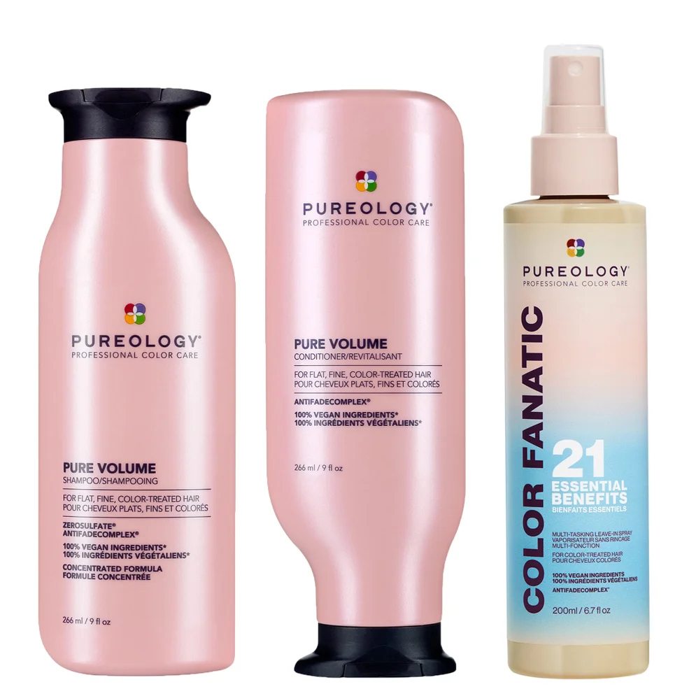 Pureology Pure Volume Shampoo, Conditioner and Color Fanatic Spray Routine for Flat and Fine Hair Immagine 1