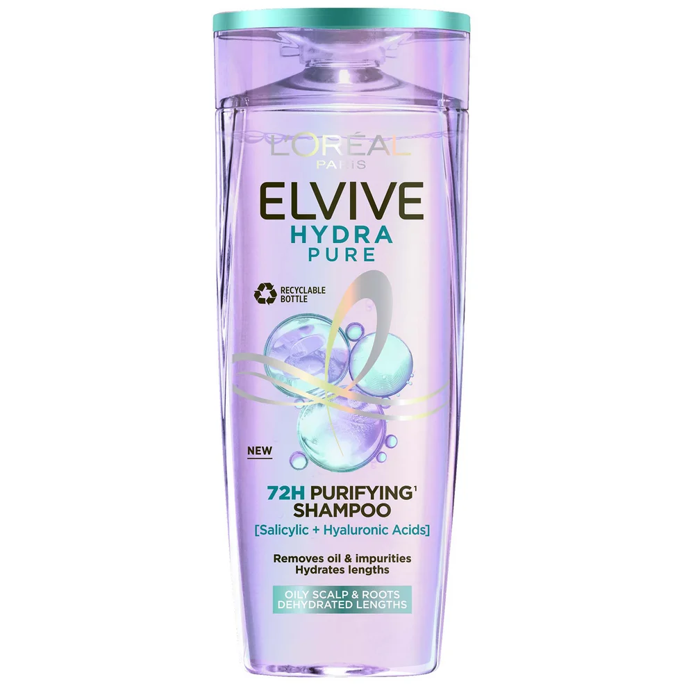 L'Oréal Paris Elvive Hydra Pure 72h Shampoo Purificante con Acido Ialuronico e Salicilico 500 ml Immagine 1