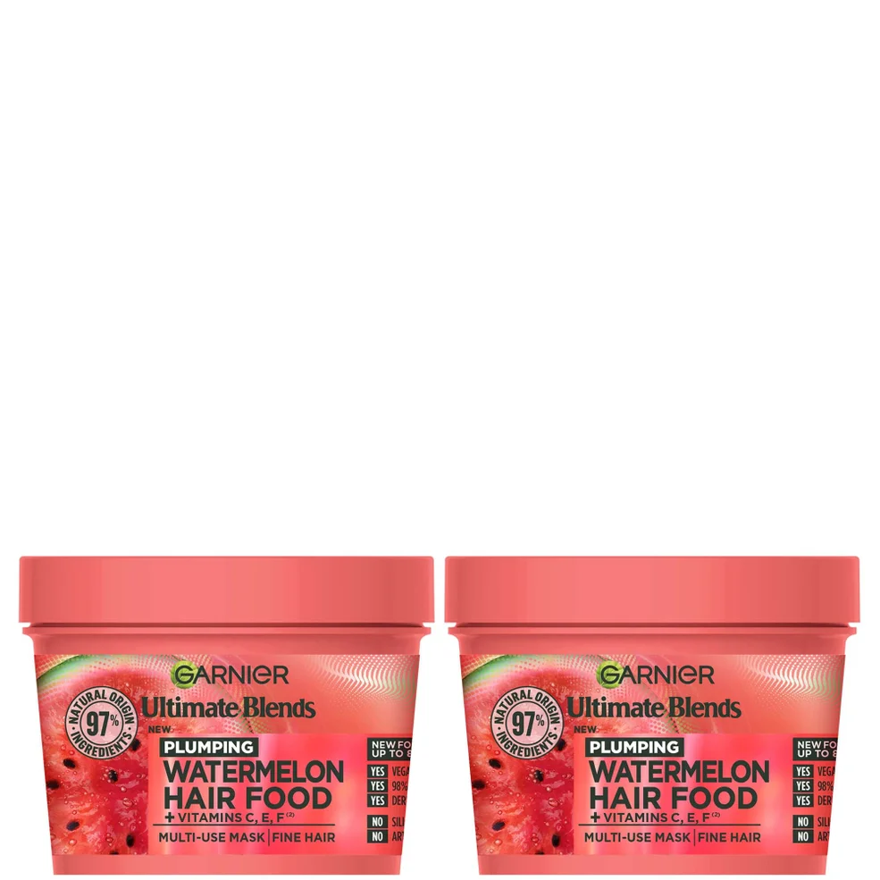 Garnier Ultimate Blends Watermelon 3-in-1 Plumping Hair Mask Duo Immagine 1