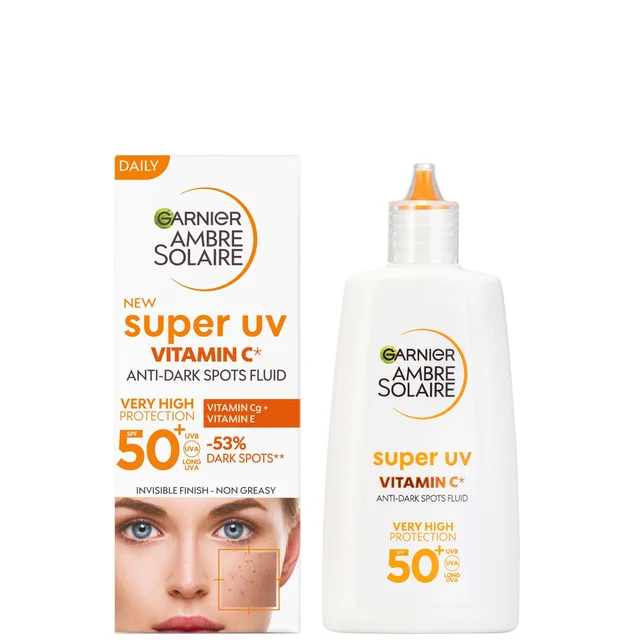Garnier Ambre Solaire Super UV Fluido Viso alla Vitamina C Quotidiano SPF 50+ 40 ml
