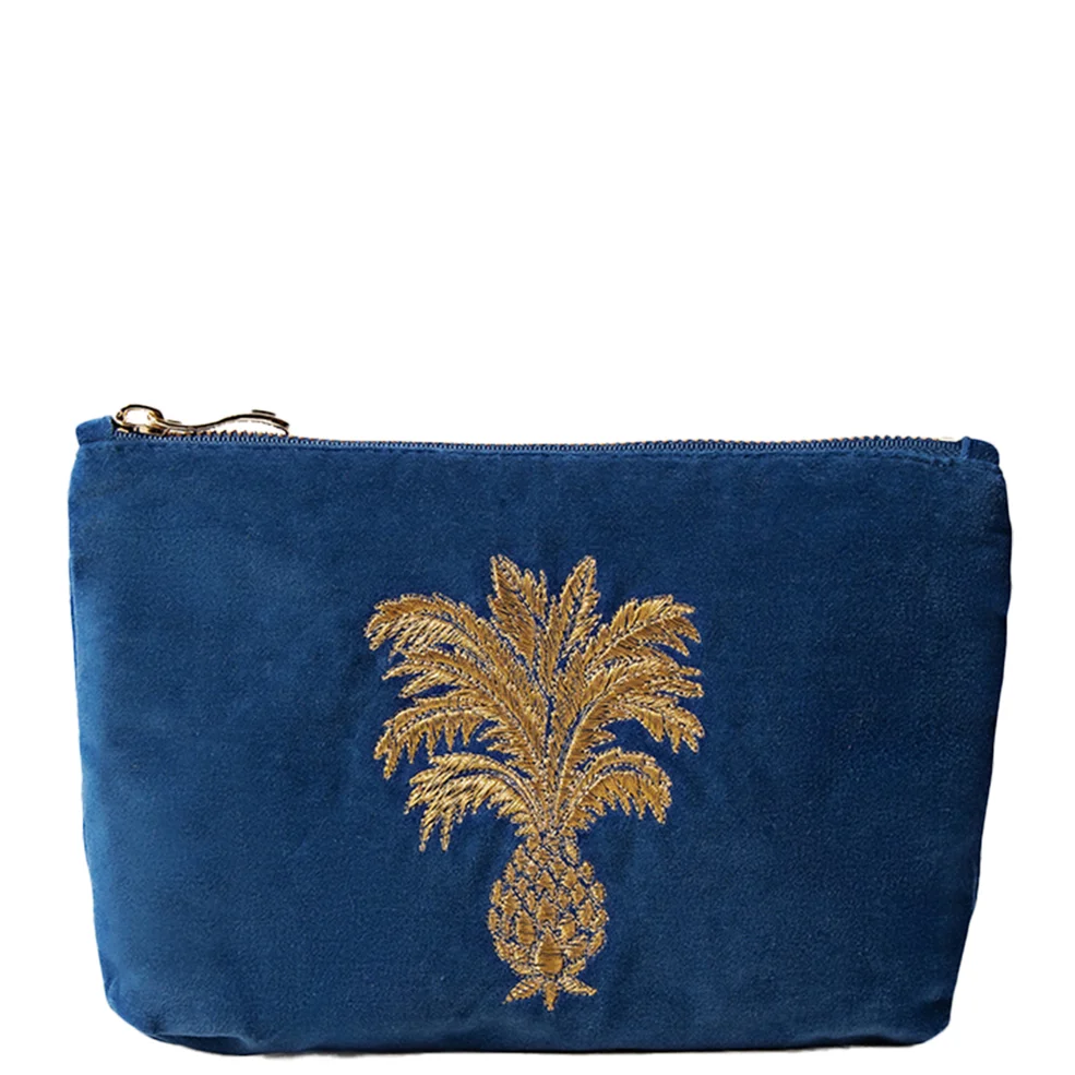 Elizabeth Scarlett Pineapple Cobalt Velvet Mini Pouch Immagine 1