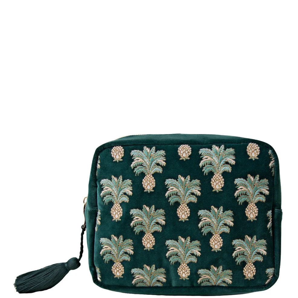 Elizabeth Scarlett Pineapple Emerald Velvet Wash Bag Immagine 1