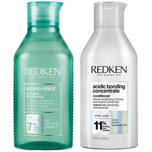 Redken Amino Mint Scalp Cleansing for Greasy Hair Shampoo and Acidic Bonding Concentrate Conditioner Bundle - undefined undefined