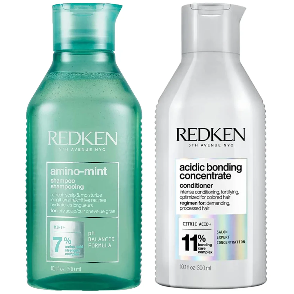 Redken Amino Mint Scalp Cleansing for Greasy Hair Shampoo and Acidic Bonding Concentrate Conditioner Bundle Immagine 1