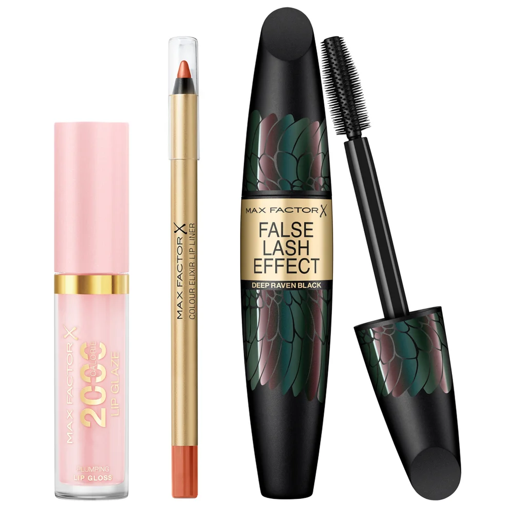 Max Factor Lip Gloss, Lip Liner and Mascara Bundle (Various Shades) Immagine 1