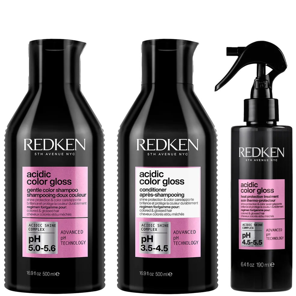 Redken Acidic Color Gloss Sulphate-Free Shampoo and Conditioner 500ml and Heat Protection Leave-in Treatment 190ml Bundle Immagine 1