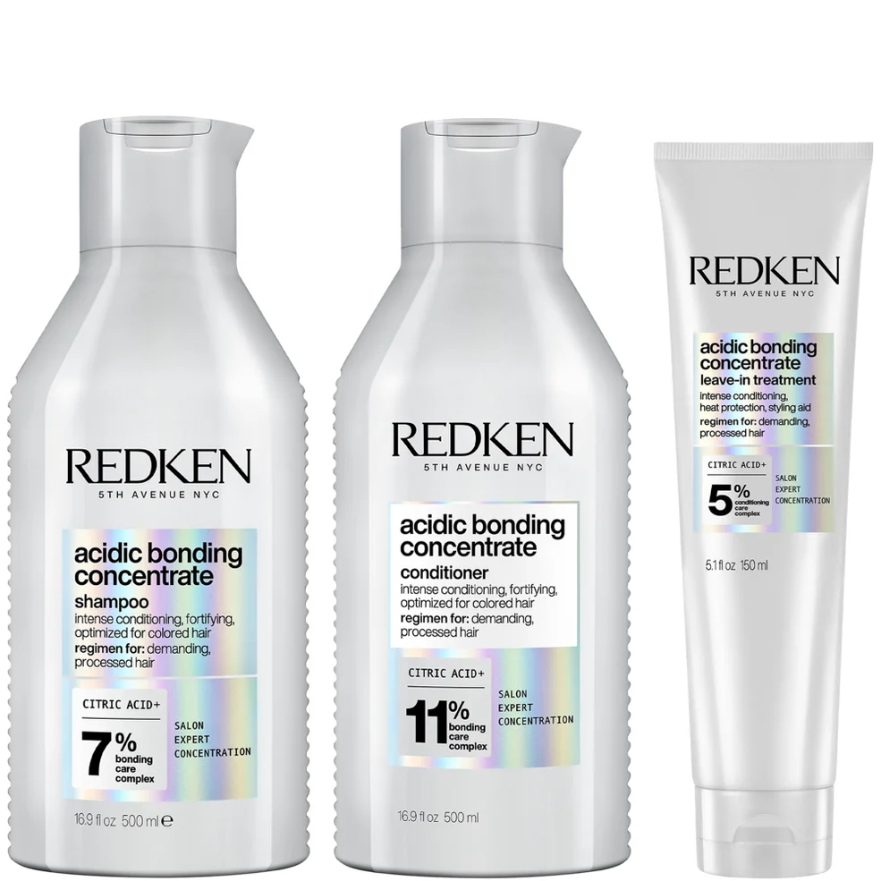 Redken Acidic Bonding Concentrate Shampoo 500ml, Conditioner 500ml and Leave-in Treatment 150ml Bond Repair Supersize Bundle Immagine 1