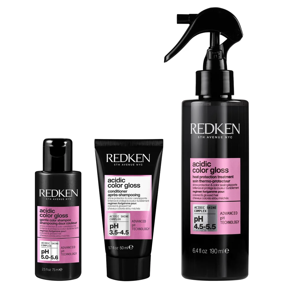 Redken Acidic Color Gloss Shampoo Mini 75ml, Conditioner Mini 50ml and Heat Protection Treatment 190ml Immagine 1