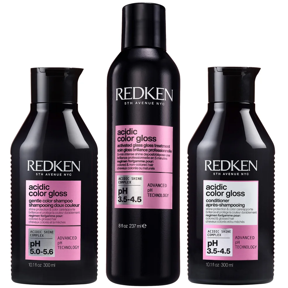 Redken Acidic Color Gloss Shampoo 300ml, Activated Glass Gloss Treatment 237ml and Conditioner 300ml Immagine 1