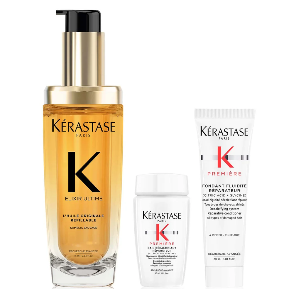 Kérastase Elixir Ultime L'Huile Originale Hair Oil 75ml for all hair types with Mini Deluxe Première Shampoo 30ml and Conditioner 30ml Duo Immagine 1
