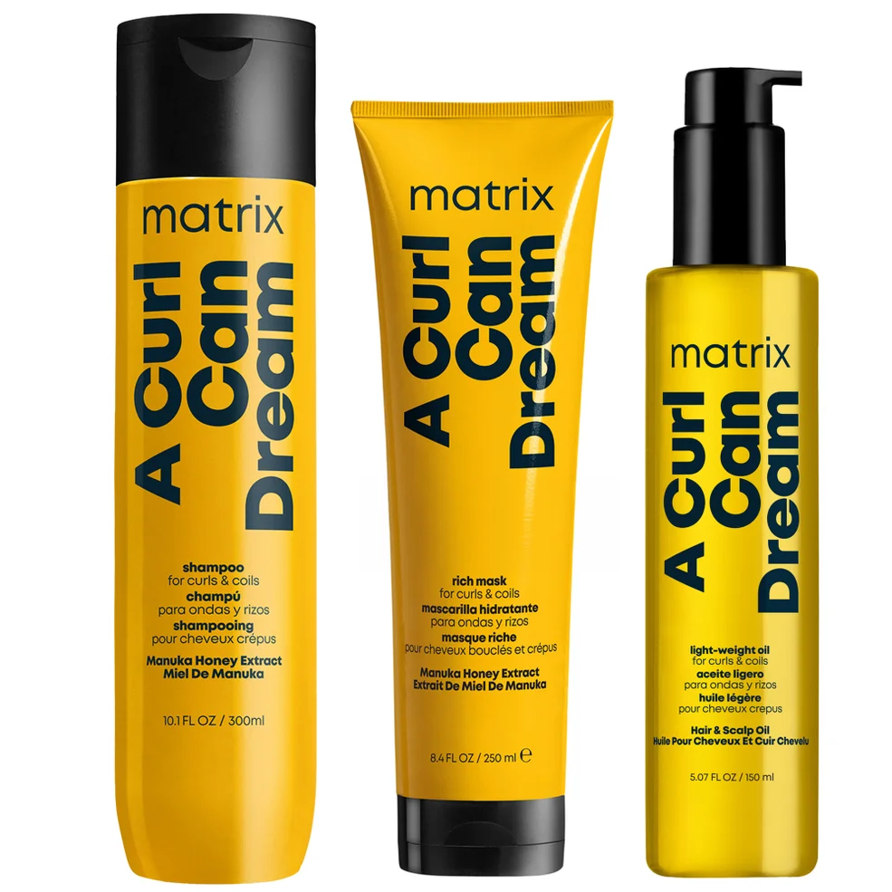 Matrix A Curl Can Dream Cleansing Shampoo 300ml, Hair Mask 250ml and Moisturising Hair Oil 150ml Bundle for Curls and Coils Immagine 1