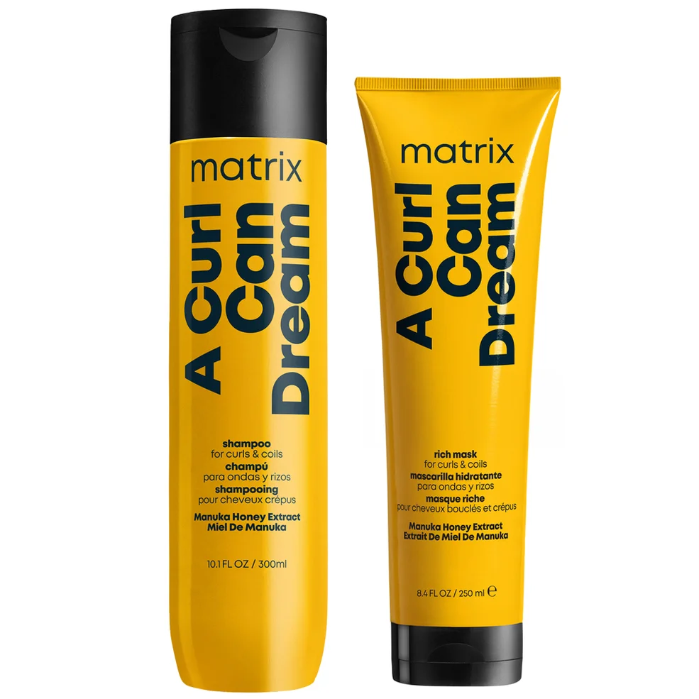 Matrix A Curl Can Dream Cleansing Shampoo Infused with Manuka Honey Extract 300ml and Hair Mask 250ml Bundle for Curls and Coils Immagine 1