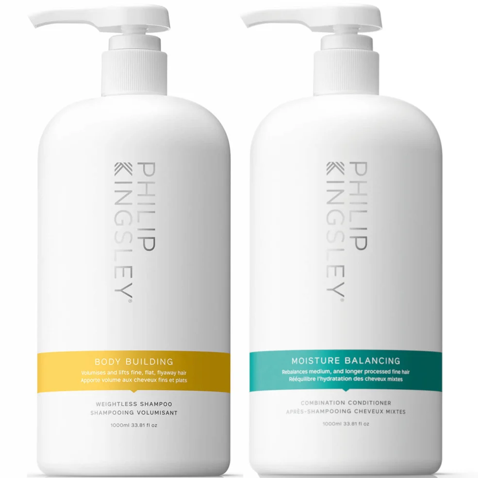 Philip Kingsley Body Building Shampoo 1000ml and Moisture Balancing Conditioner 1000ml Duo Immagine 1
