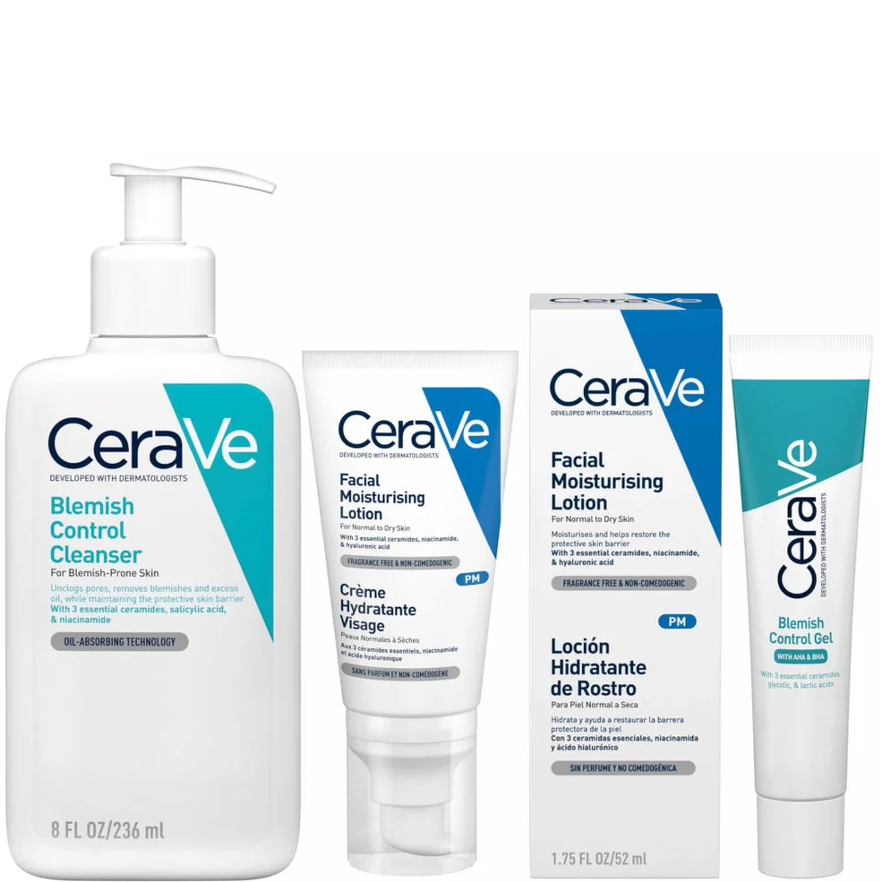 CeraVe 3-Step Blemish Control and Moisturising Evening Routine for Oily to Blemish-Prone Skin with Salicylic Acid Immagine 1