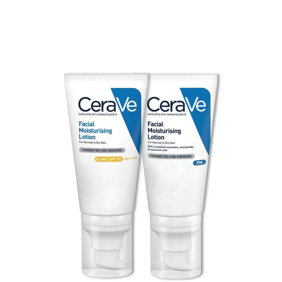 CeraVe Day & Night Facial Moisturising Duo for Dry Skin with SPF 50 and Niacinamide Immagine 1