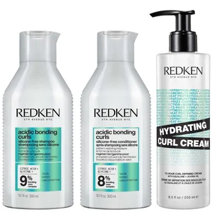 Redken Acidic Bonding Curls Shampoo Conditioner and Hydrating Curl Cream for Restoring Damaged Curls and Coils - undefined undefined