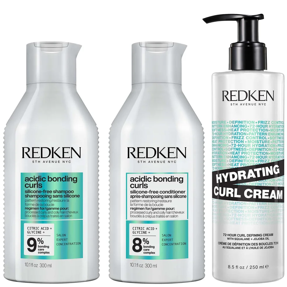 Redken Acidic Bonding Curls Shampoo Conditioner and Hydrating Curl Cream for Restoring Damaged Curls and Coils Immagine 1