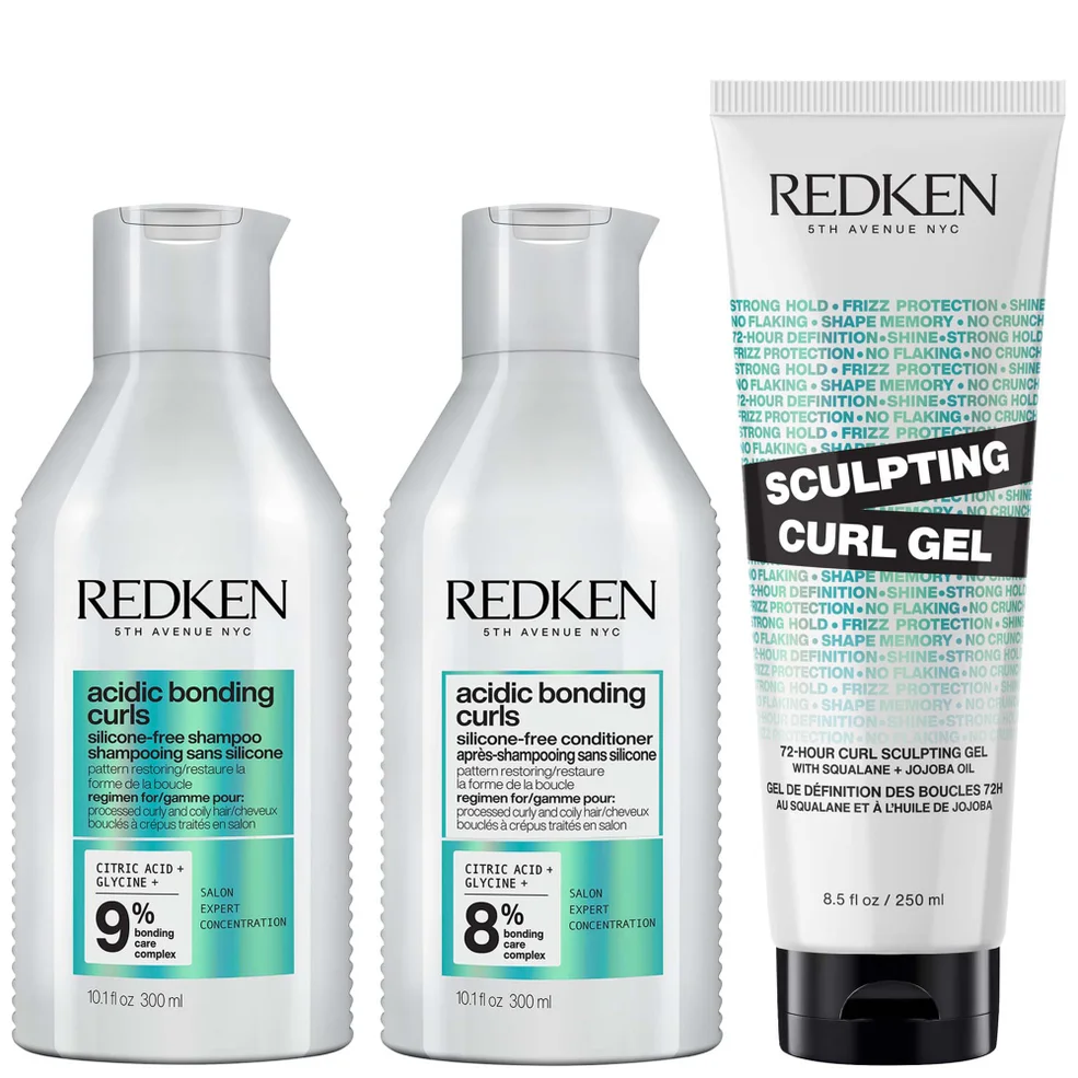 Redken Acidic Bonding Curls Shampoo Conditioner and Sculpting Curl Gel Bonding Care Bundle for Curls and Coils Immagine 1