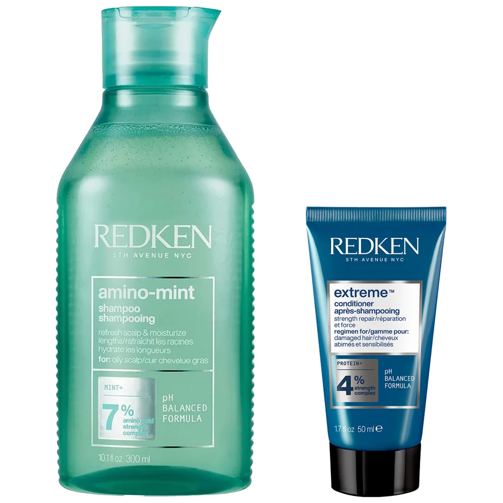 Redken Amino Mint Scalp Cleansing for Greasy Hair Shampoo and Extreme Conditioner Bundle Immagine 1