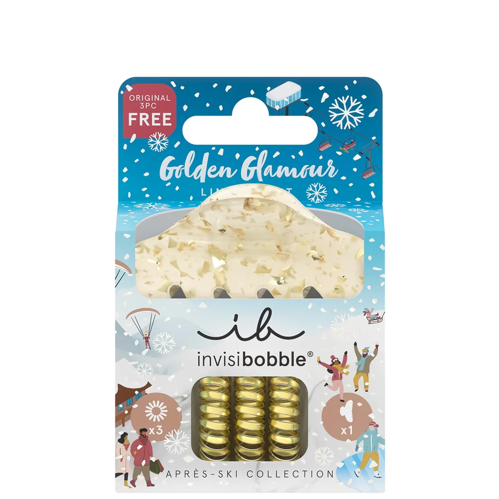 invisibobble Apres Ski Golden Glamour Spiral Scrunchie and Clip Set Immagine 1