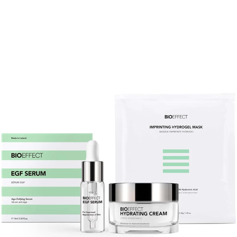 BIOEFFECT Icons Set including EGF Serum, Hydrating Cream 50ml and Imprinting Hydrogel Mask 25g Immagine 1