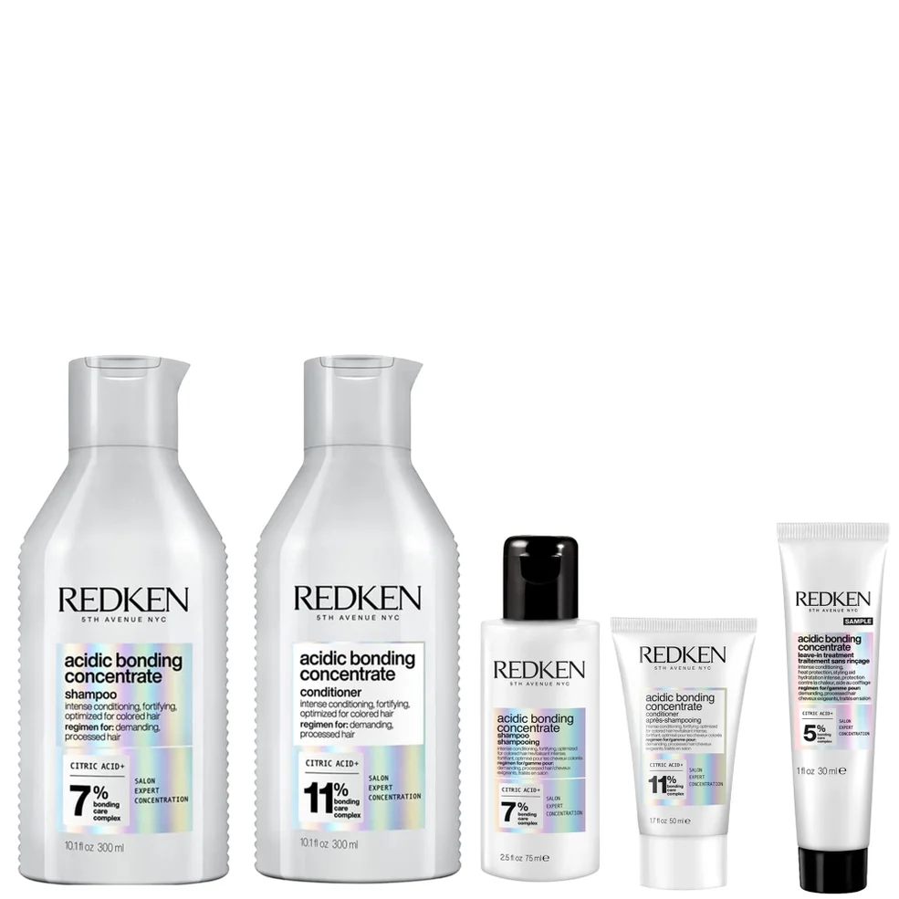 Redken Acidic Bonding Concentrate Shampoo and Conditioner 500ml with Shampoo 75ml, Conditioner 50ml and Leave-In Treatment 30ml Immagine 1