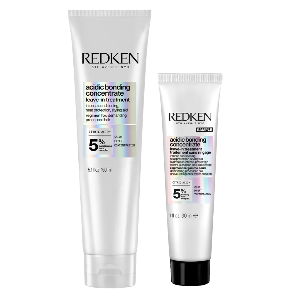 Redken Acidic Bonding Concentrate Leave-In Treatment 150ml with Travel Size Leave-In Treatment 30ml, Bond Repair Bundle Immagine 1