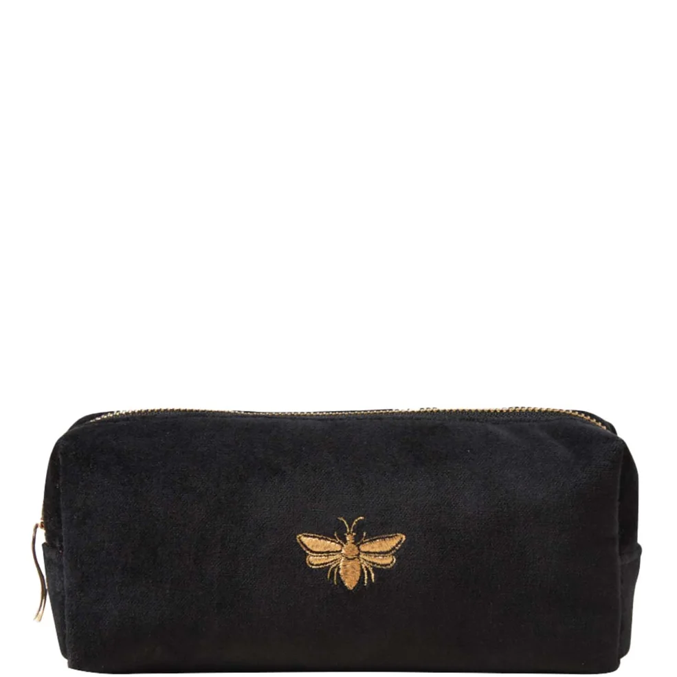 Elizabeth Scarlett Honey Bee Charcoal Velvet Makeup Brush Bag Immagine 1