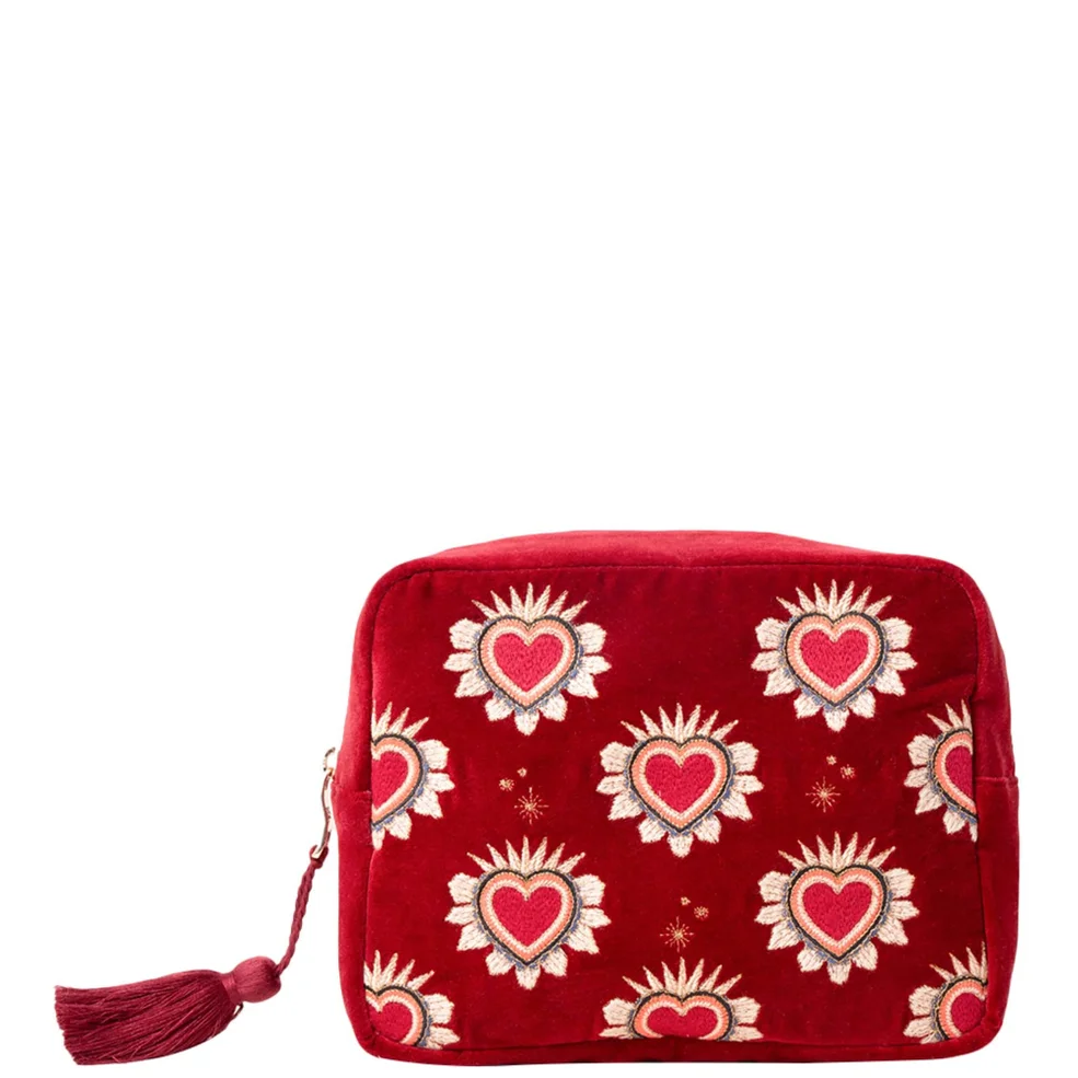 Elizabeth Scarlett Sacred Hearts Rouge Velvet Wash Bag Immagine 1
