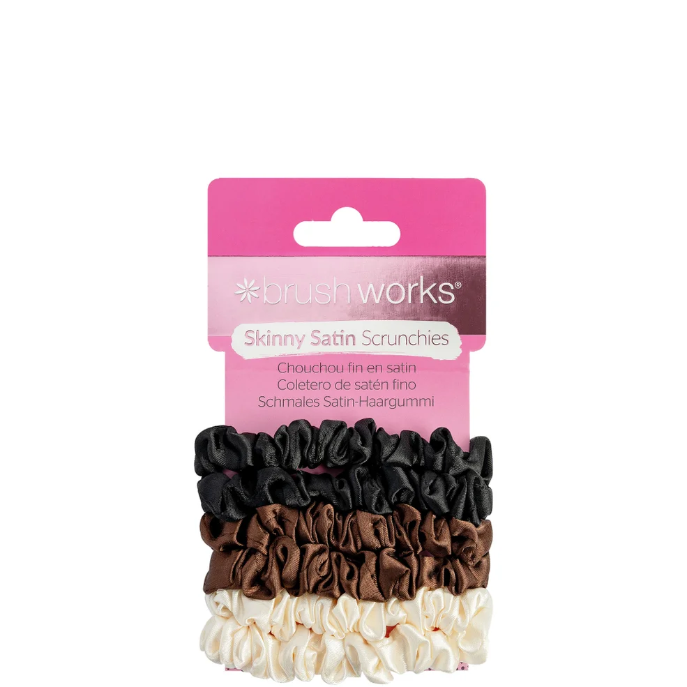 brushworks Skinny Satin Scrunchies - 6 Pack Immagine 1