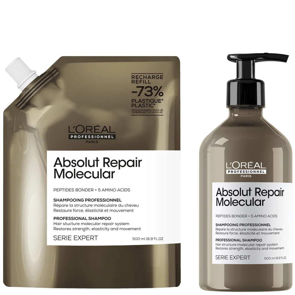 L’Oréal Professionnel Absolut Repair Molecular Shampoo 500ml and Refill Pack 500ml for damaged hair Immagine 1