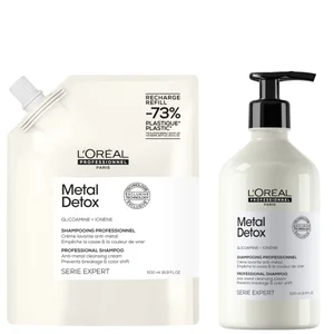 L’Oréal Professionnel Metal Detox Shampoo 500ml and Refill Pack 500ml for breakage & colour protection - undefined undefined
