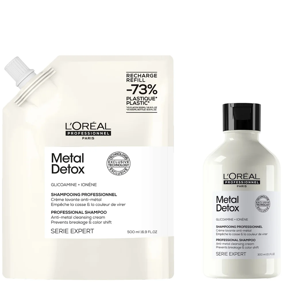 L’Oréal Professionnel Metal Detox Shampoo 300ml and Refill Pack 500ml for breakage & colour protection Immagine 1