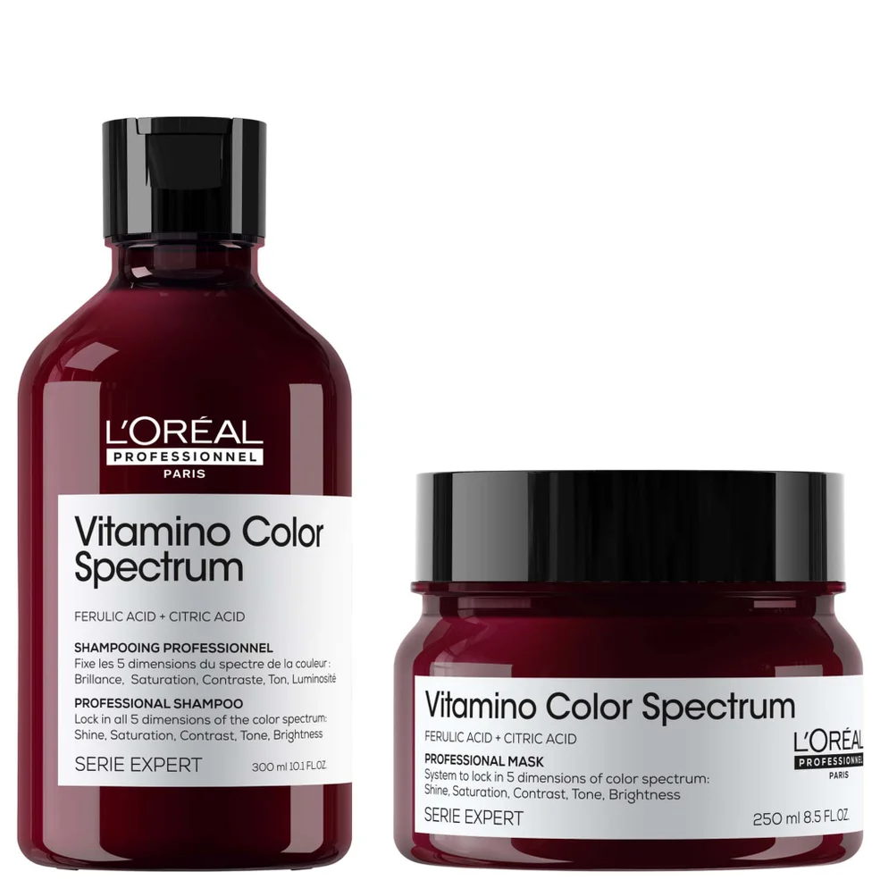 L'Oréal Professionnel Vitamino Color Spectrum Shampoo 300ml and Rinse Off Hair Mask 250ml Bundle for Coloured Hair Immagine 1