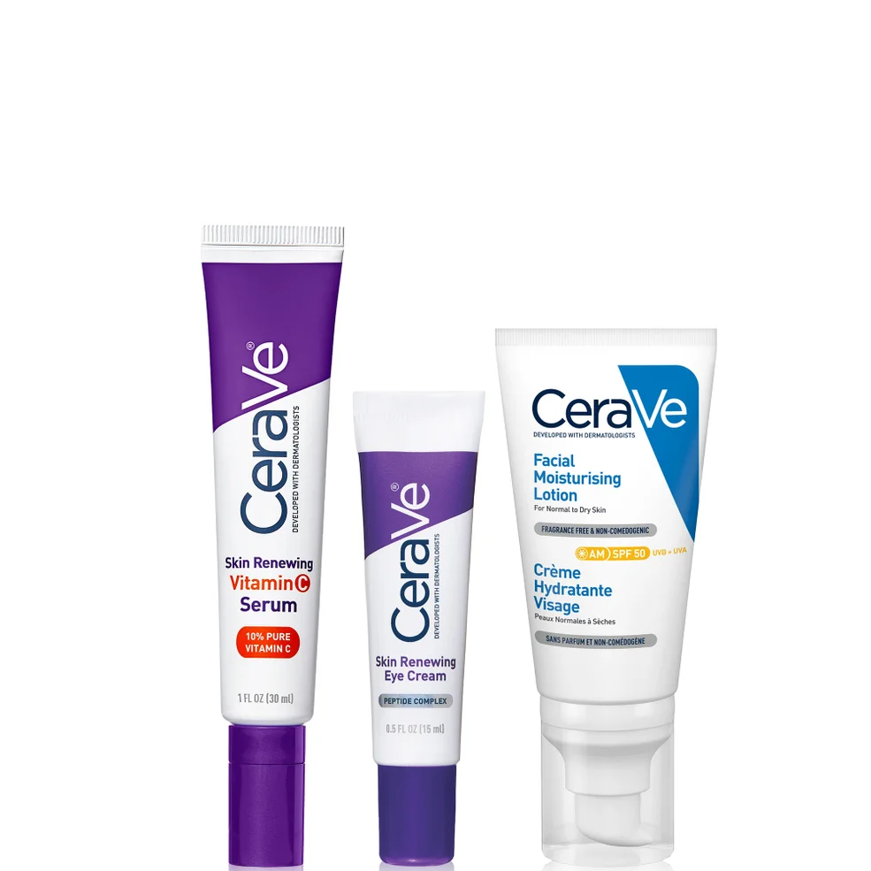 CeraVe Daily Care Routine for First Signs of Ageing Eye Cream Vitamin C Serum and Moisturiser with SPF50 Immagine 1