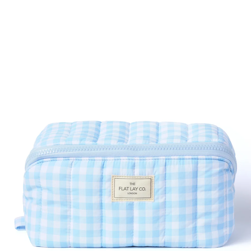 The Flat Lay Co. Marshmallow Flat Lay Makeup Box Bag - Baby Blue Gingham Immagine 1