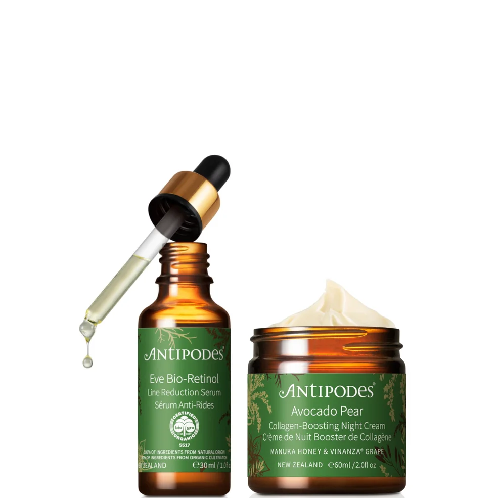 Antipodes Eve Bio-Retinol Line Reduction Serum 30ml, Avocado Pear Collagen-Boosting Night Cream 60ml Bundle Immagine 1