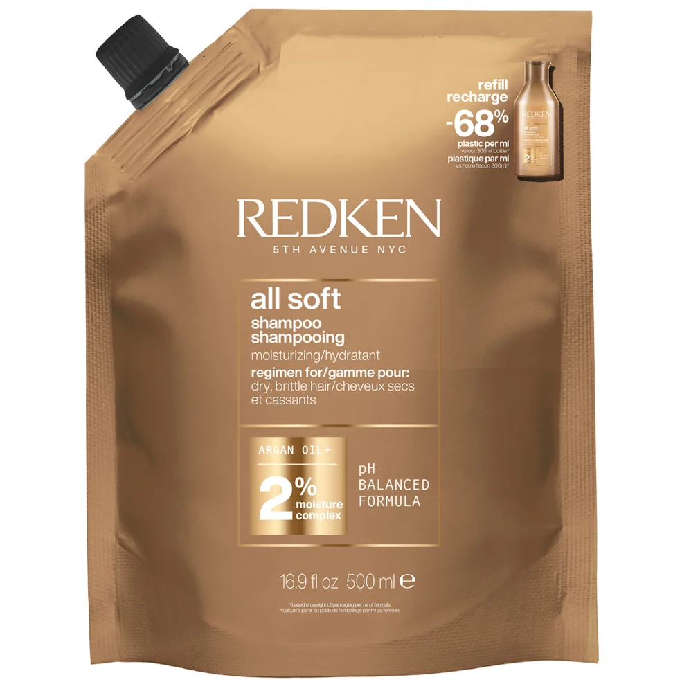 Redken All Soft Shampoo Refill Pouch 500ml Immagine 1