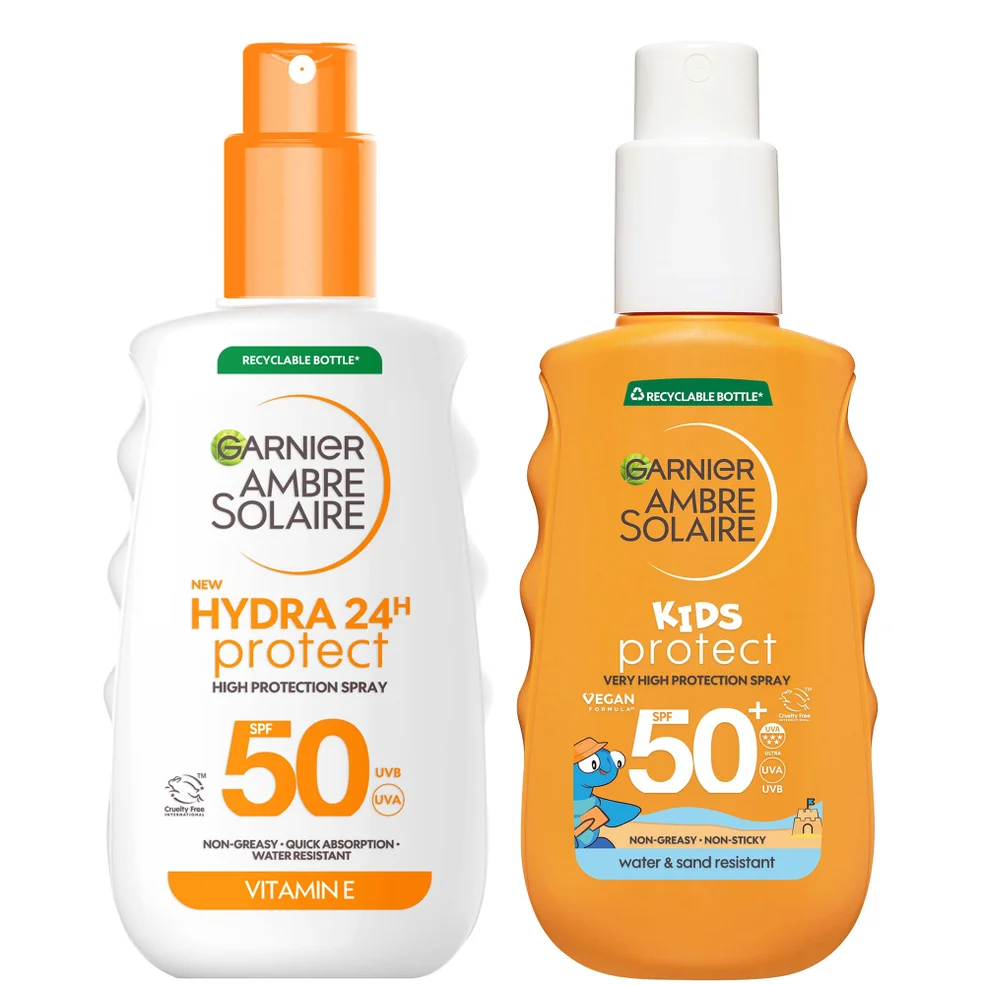 Garnier Ambre Solaire Adults & Kids SPF50 Suncream Spray 150ml Bundle Immagine 1