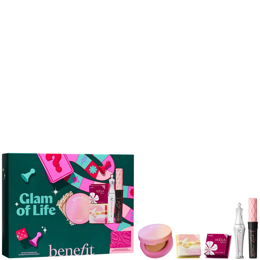 benefit Glam of Life Mascara, Brow and Cheek 5-piece Makeup Gift Set, with Limited Edition Beauty Bag Immagine 1