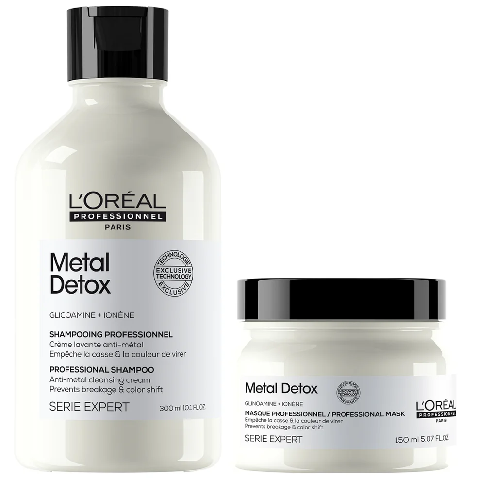 L'Oréal Professionnel Metal Detox Clarifying Shampoo 300ml & Hair Mask 150ml, Prevent Breakage & Colour Fade from Hard Water Immagine 1