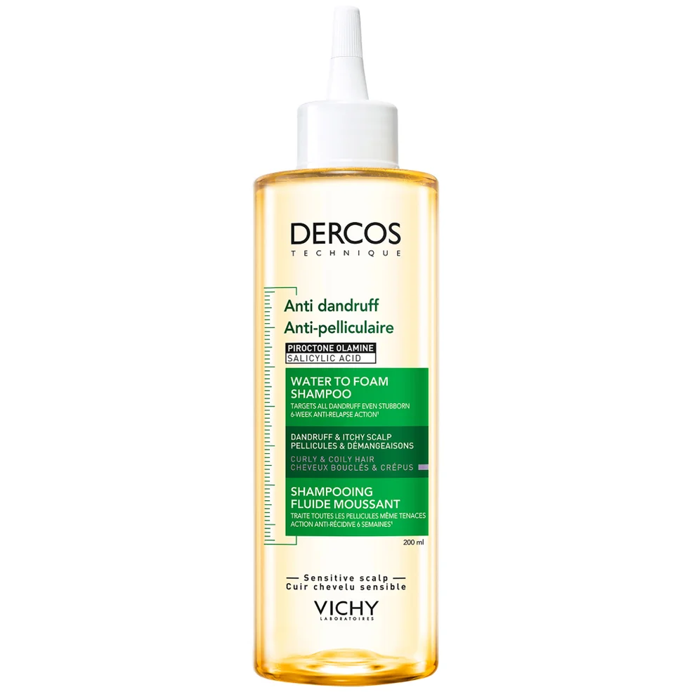 Vichy Dercos Anti-Dandruff Water To Foam Shampoo To Treat Dandruff On All Curls and Coils 200ml Immagine 1