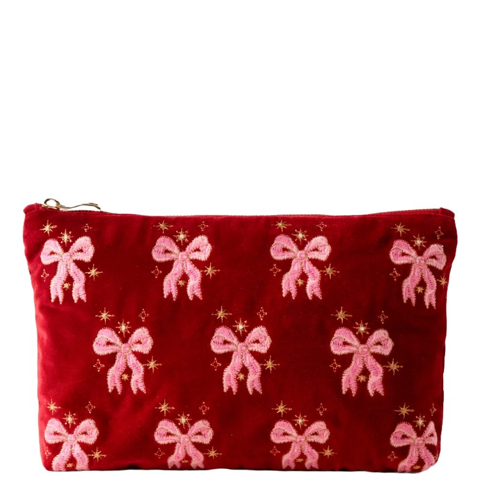 Elizabeth Scarlett Dazzling Bows Velvet Everyday Pouch - Rouge Immagine 1