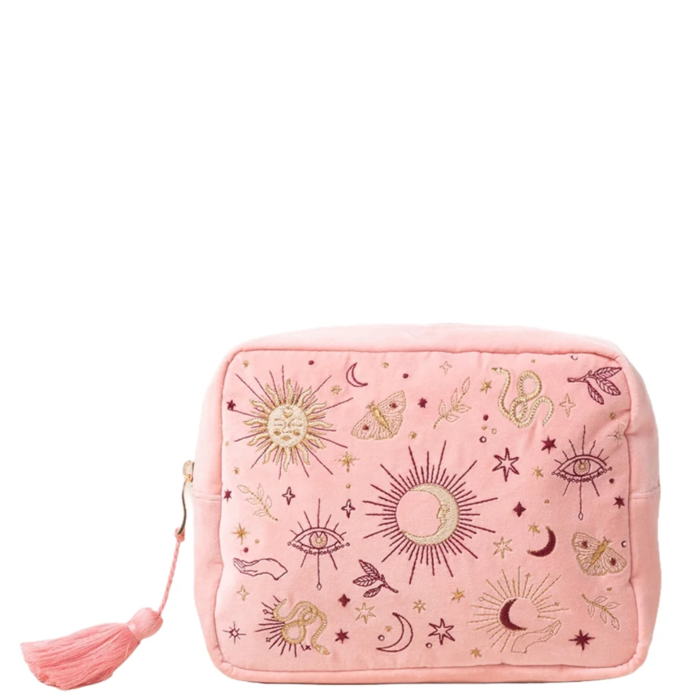 Elizabeth Scarlett Boho Mysticism Blush Pink Velvet Wash Bag Immagine 1